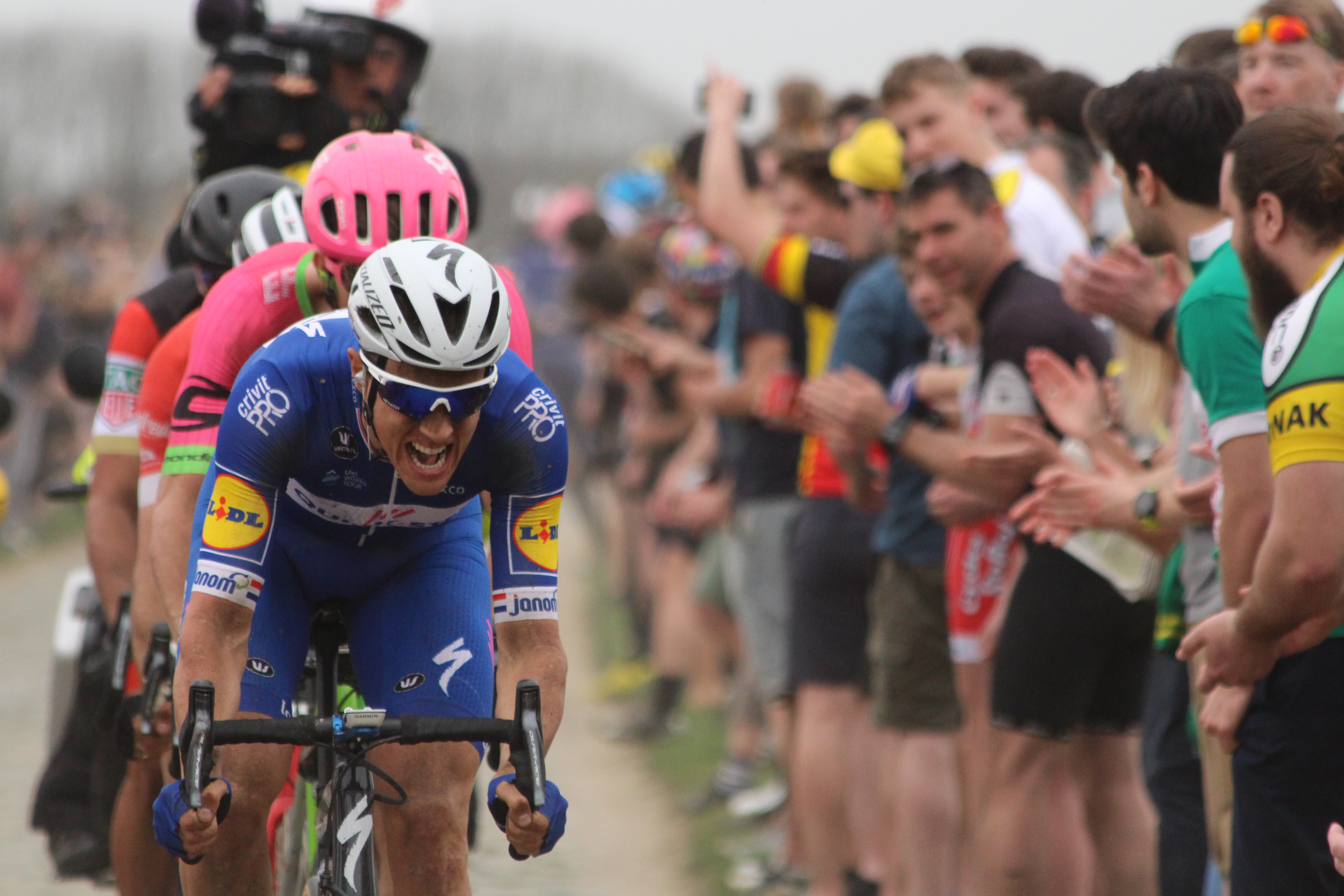 Cyclists in Paris-Roubaix