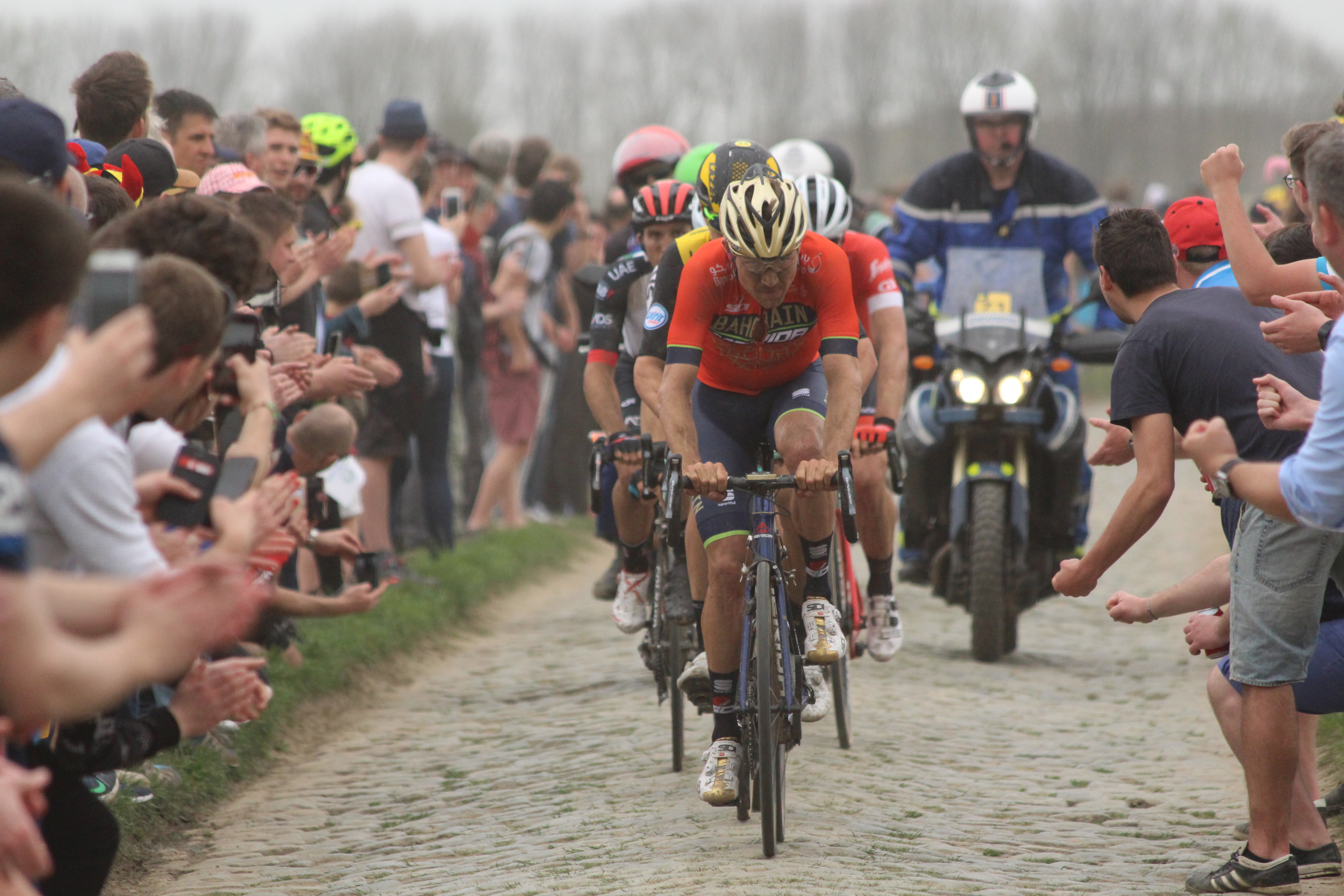 Cyclists in Paris-Roubaix