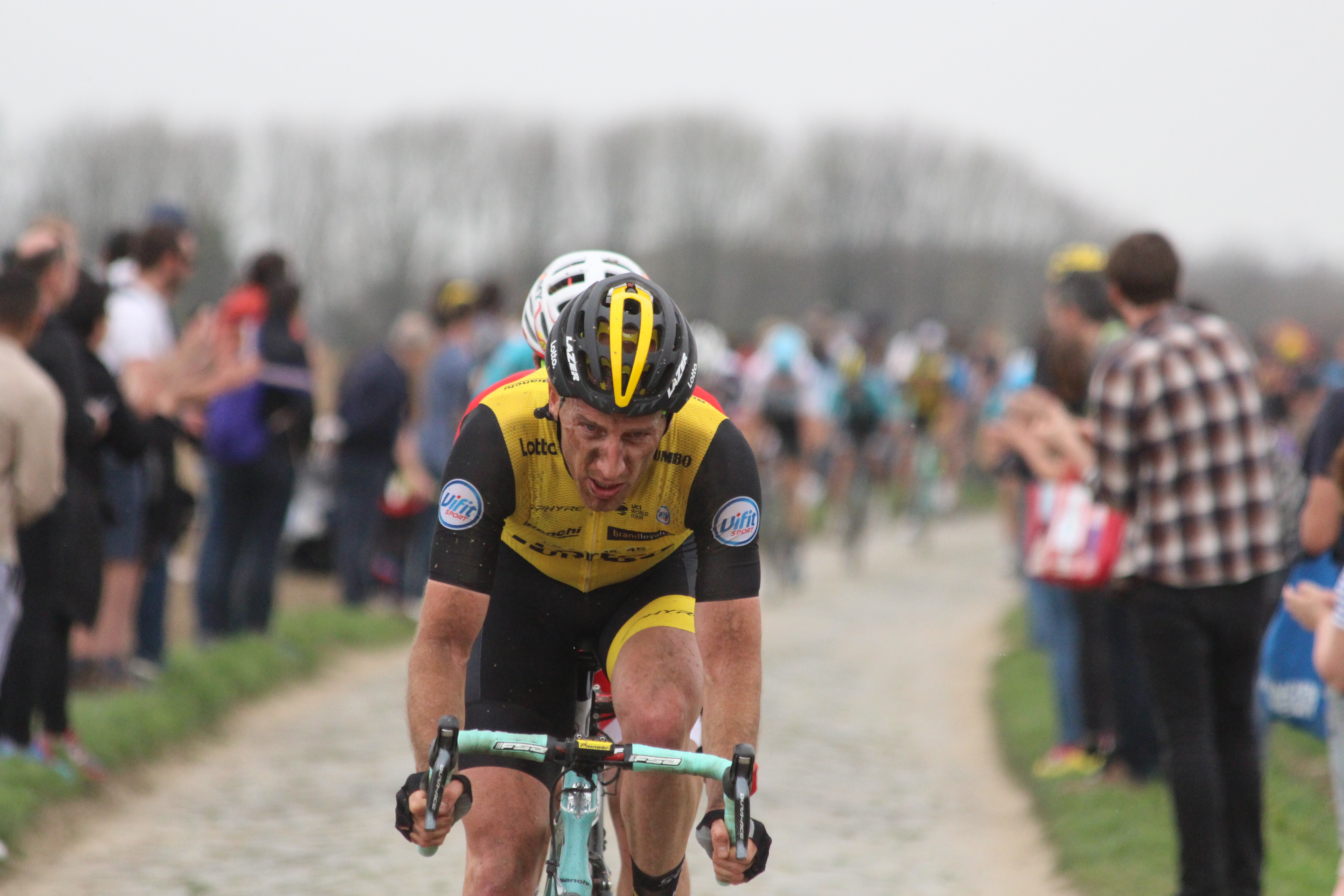 Cyclists in Paris-Roubaix