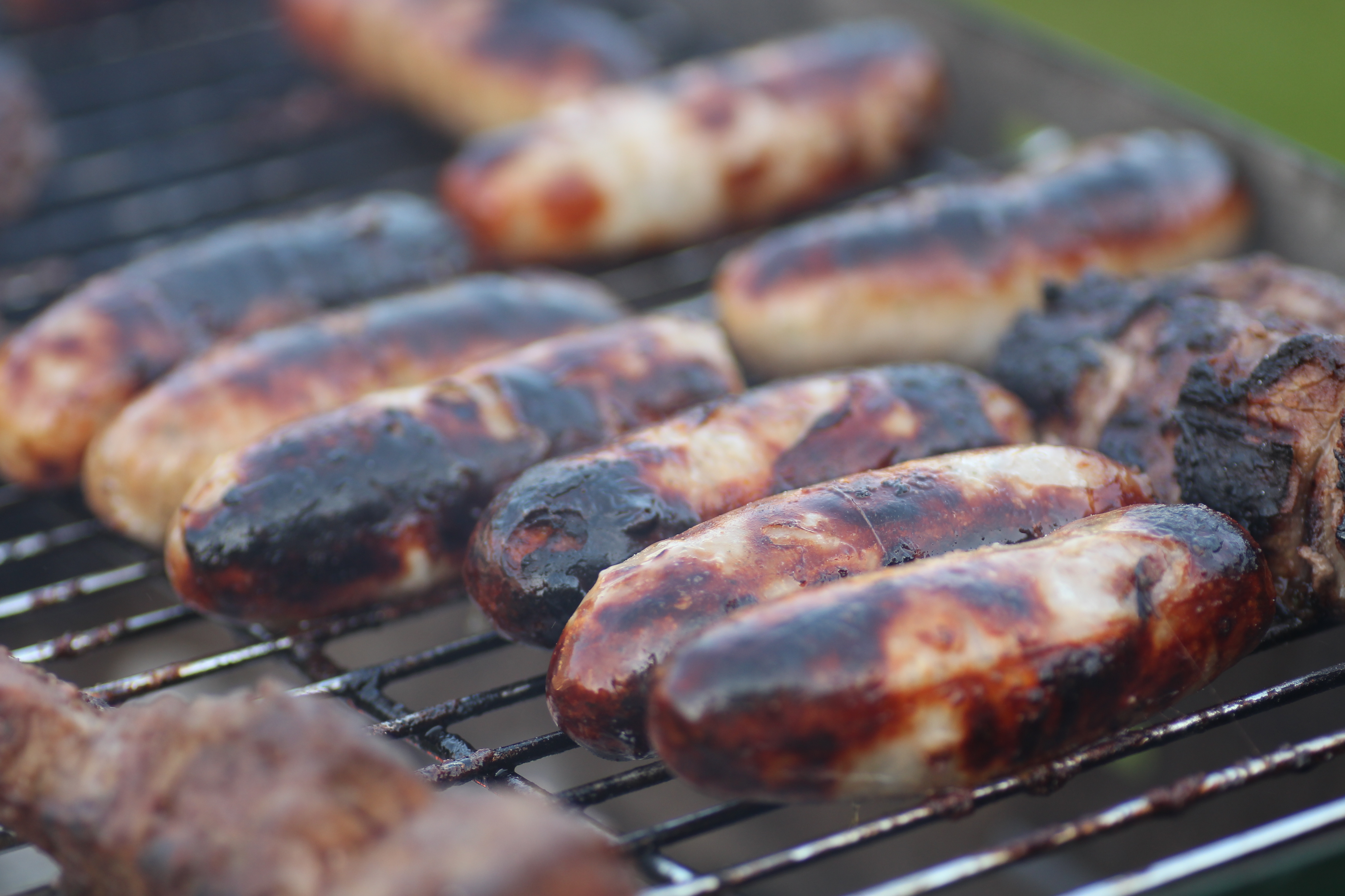 Sausages on a grill