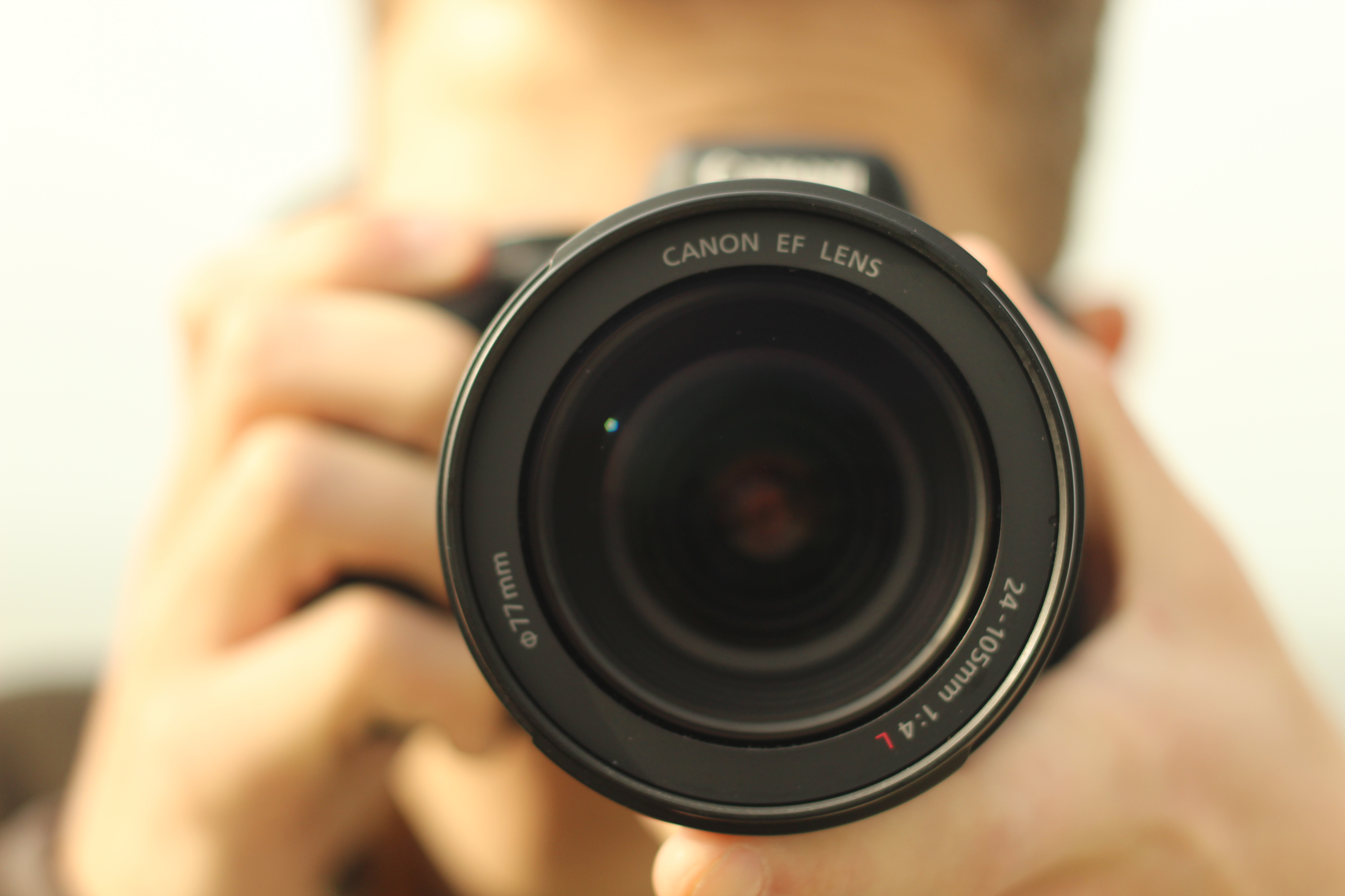 Looking into a camera lens
